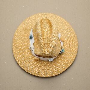 Betsey Johnson Floral Straw Paper Sunhat Women's OS